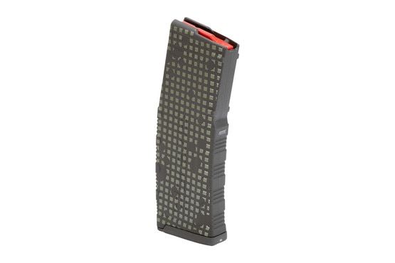 Tactical 30-round Amend2 mag in OD Green with grid camo overlay